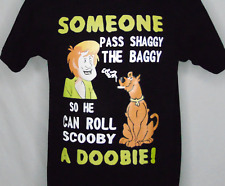 Scooby Doo Doobie T-Shirt Youth L Black Cartoon Shaggy Pot Cotton Vintage Gildan picture