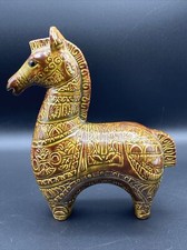 Vintage small pottery horse statue ceramic modern animal figurine 6.5 inch tall picture