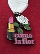 FIESTA 2026 MEDAL/PIN- COMO LA FLOR WHITE ROSE  with LIPSTICK   -IMMEDIATE SHIP picture