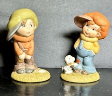 VTG Lefton Porcelain Boys Figurines One With Puppy One Missing Puppy Lot Of 2 picture