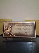 Vintage Mid-Century Copper Tone Psalm 23 Metal Relief Plaque with Original... picture