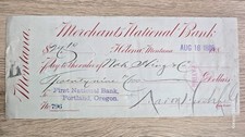 1888 Montana Territorial Bank Check Helena MT Merchants National Chinese Payee picture