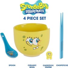 Culture Fly Spongebob Ramen Bowl Set with Chopsticks and Spoon - 20 oz Ceramic picture