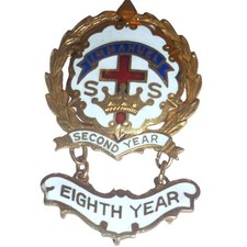 Vintage Immanuel Sunday School Pin Second & Eighth Year Enamel Cross Award picture
