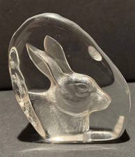 Cristal d'Arques Sculptured Crystal Bunny Rabbit Paperweight Art Glass 4.25