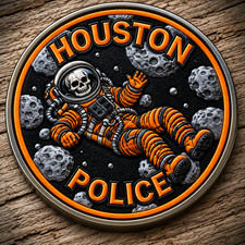 Houston Police Halloween Astronaut Skeleton Challenge Coin 2 side Space Horror picture