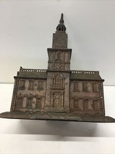 ANTIQUE 1875 INDEPENDENCE HALL Cast Iron Bank Enterprise Mfg Co Large Centennial picture