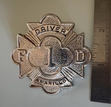 Vintage Obsolete Amarillo Texas Fire Dept AFD Driver Firefighter Hat Cap Badge picture