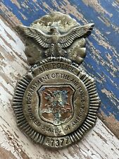 Authentic 1950's U.S. Air Force Air Police Badge Enameled Center #47377 Pin Back picture