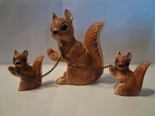 Vintage Ceramic Mother Squirrel Chained To Her Baby Squirrels Made In Japan picture