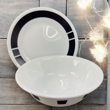Corelle Urban Black Glass Plate And Bowl Set White Black Lines USA Bowl Plate picture