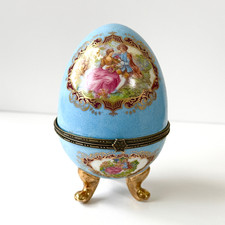 Haas & Czjzek H&C 1792 Porcelain Egg Trinket Box Hand Painted picture