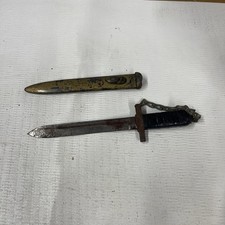 Vintage WW2 Era Unknown Bayonet With Metal Scabbard Bundle Collectible picture