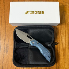 Artisan Cutlery Mousebird 1889G-CBU S35VN/Blue Crystalized Titanium Knife picture