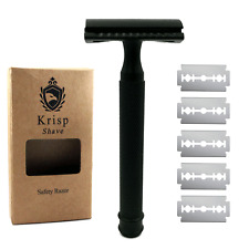 LONG HANDLE DOUBLE EDGE SAFETY RAZOR FOR MEN'S WET SHAVE + 10 SHAVING BLADES picture