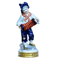 Aelteste Volkstedt Porcelain Figurine * Musician w Accordion | Antique Germany picture