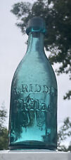 Teal Green Iron Pontil R. RIDDLE Soda Bottle Glass Philadelphia PA 1850s As Is picture