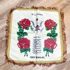 Fort Bragg NC Army Military Base Sweetheart Pillow Wife Poem Eagle Roses Vintage picture