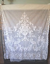 Antique Beautiful Tambour Lace Curtain Panel Wonderful Condition picture