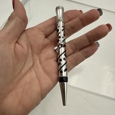 VINTAGE LABAN SILVER & BLACK  FRUIT &  VEGETABLE PATTERN BALLPOINT PEN - NOS picture