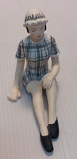 Bathing Beauty Shelf Sitter Figurine Retro 1920’s Black Plaid Suit & Hat  w/Flaw picture