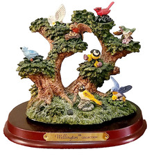 Wellington Collection Resin Sculpture 8 Birds on Tree - Cardinal, Blue Jay +++ picture