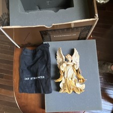 Jay Strongwater Angel Figurine Gold White Glitter Resin 2000 w/ Box Dust Bag picture