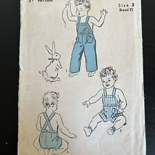 Vintage 1940s Advance 3269 Toddler Bib Overalls Two Lengths Sewing Pattern 2 CUT picture