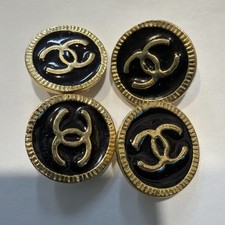 4 x 20mm C C Chanel buttons black/gold picture