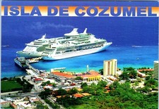 Aerial View of Cruise Ships at the International Dock of Cozumel Island Postcard picture