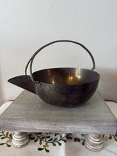 Antique Brass Serving Bowl Indian Kitchenware Decorative Props Spouted Patina picture