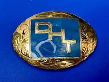 DHT Danny Harmon Trucking Inlaid Vintage Blue Enamel Belt Buckle picture
