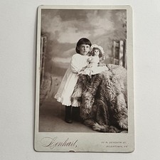 Antique Photograph Cabinet Card Adorable Girl Baby Doll With Bonnet Allentown PA picture