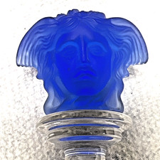 Versace Rosenthal Versace Blue Medusa Head Crystal Wine Liquor Bottle Stopper picture