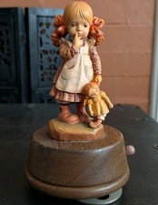 ANRI Sarah Kay Wood Carving Girl & Doll Valentine Italy Limited Edit Music Piece picture