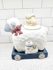 Vintage Susan Winget lamb bunny pull toy cookie jar, Certified International picture