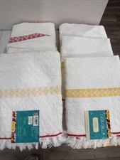 The Pioneer Woman Sculpted White w/ Stripe Cotton Bath Towel 50”x20”  6 pc NEW picture