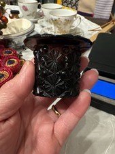 Vintage Amberina Glass Top Hat Toothpick Holder Starburst Pattern picture