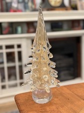 VTG  Murano-Style Art Glass Christmas Tree Gold Center 11.5” No Markings picture