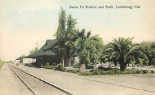Hand Colored Postcard Santa Fe Depot Train Station & Park Lordsburg La Verne CA picture