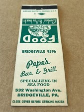 Vintage Pepe's Bar & Grill - Bridgeville, PA - Matchcover, Matchbook picture