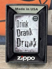 Zippo Lighter Drink Drank Drunk Design Matte Black 29618 NIB picture