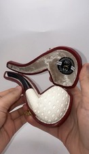Handmade Block Meerschaum Pipe Lattice Carved Hilmi Cay Signed with Custom Case picture