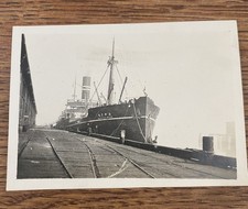 Vintage Chicago Maru Ship Photo Snapshot OSK Line Japanese Ocean Liner Dock picture