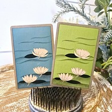Pair Vintage Water Lily Playing Cards, Lotus Flower, Trade Swap Card, Midcentury picture
