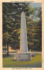 NORWICH, CT ~ UNCAS MONUMENT, SACHEM OF THE MOHICAN INDIANS,  ~ used 1938 picture