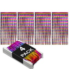 Allgala 4 Pack Rainbow Metallic Tinsel Photo Backdrop Curtain 3.3x6.6FT picture