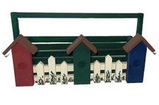 Vintage rare Garden Caddy Wood Bird Houses & Fence 15” Long picture