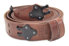 M1907 Leather Rifle Sling Dated 1943 M1 Garand Springfield Drum Dyed Leather picture