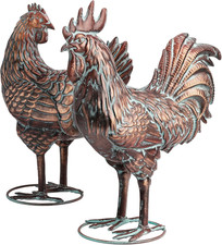 Metal Chicken Decor Outdoor Rooster & Hen Statues Garden Art Gifts picture